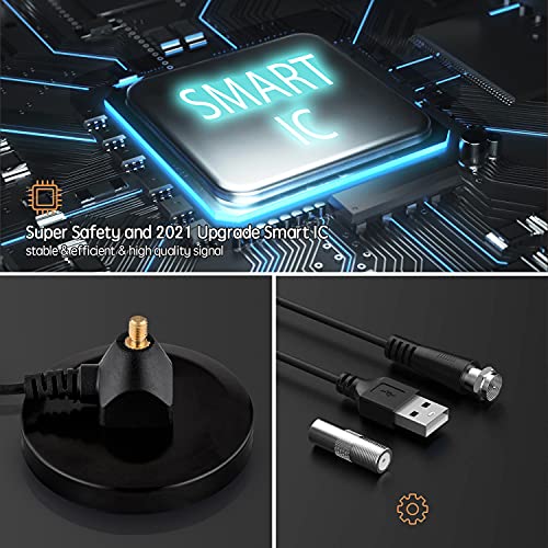 Antena de TV Digital, 4K 1080P Antena de HDTV con Amplificador de Señal Excelente Rendimiento para TDT Digital y señales de TV Analógicas Recepción de Largo Alcance hasta 180 Millas