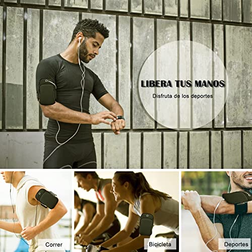 Brazalete Deportivo de Celular 2 Pack,Funda para Teléfono con Brazalete Deportivo para Correr, Bolsa de Brazo Compatible con Teléfono Móvil de Hasta 6.5 Pulgadas para Gimnasio/Exterior (Negro+Rosa)