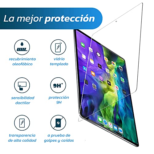 Bluelander 2 Micas Cristal Vidrio Templado para iPad 9, 8 y 7, 10.2" Pulgadas 2021, 2020, 2019, Dureza 9H, Protector de Pantalla Compatible con iPad, 2 Piezas, Bordes Curvos, 99% de Claridad