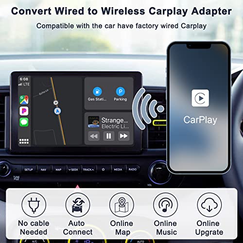 CarPlay Inalambrico Adaptador para i-Phone, CarPlay Wireless Adapter Convertir CarPlay Cable fábrica a CarPlay inalámbrica para Audi/ VW/ Skoda/ Hyundai/ Volvo/ Renault, Soporta iOS 13+, 5Ghz WiFi