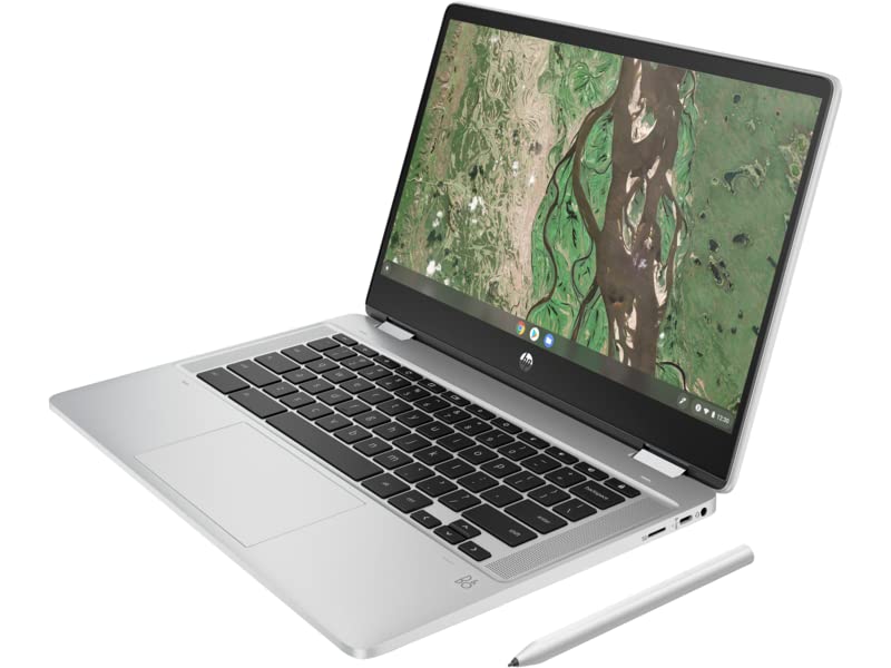 HP Chromebook x360 14b-cb0003ca visualización táctil Full HD de 14 pulgadas, portátil 2 en 1, Intel Pentium Silver N6000 8 GB de memoria; almacenamiento eMMC de 128 GB de plata natural (reacondicionado)