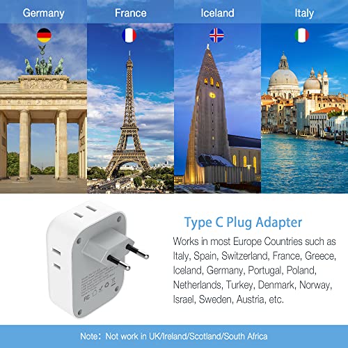  Adaptador de enchufe de EE.UU. a Reino Unido, convertidor de  viaje tipo G de TESSAN con 3 cargadores USB (1 puerto USB C), adaptador de  corriente de 4 salidas eléctricas para