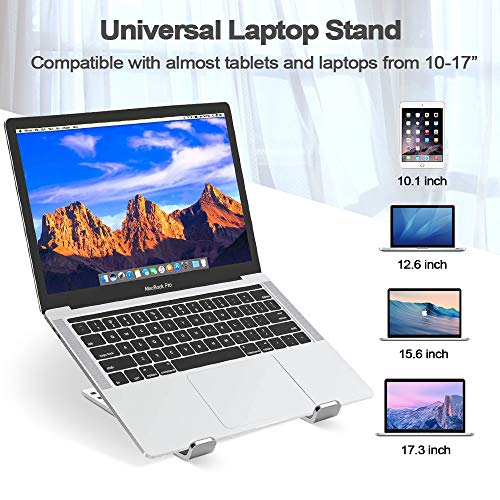 PHOCAR Soporte para Laptop,Base de Laptop,Soporte Aluminio para Laptop Compatible con MacBook Air Pro,iPad Air Pro,Lenovo ThinkPad,DELL Inspiron XPS,HP,ASUS, Acer,Xiaomi,Huawei, Surface, Chrome