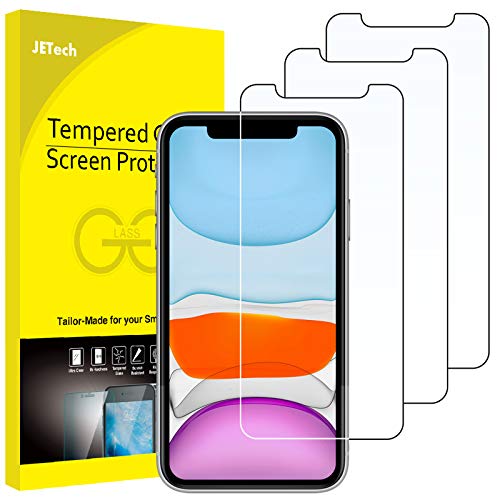 JETech Protector de Pantalla para iPhone 11 y iPhone XR 6,1", Mica de Cristal Vidrio Templado, 3 Unidades