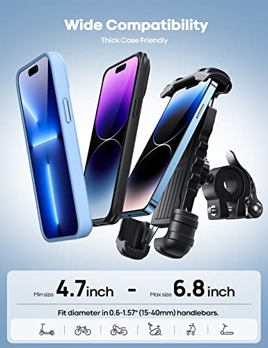 Lamicall Soporte Celular Bicicleta, Soporte para Celular Motocicleta - Universal Rotación 360° Anti Vibración Soporte Manillar iPhone 12 11 Pro MAX, Samsung A71, S20, Otros 4.7-6.8" Smartphone Android