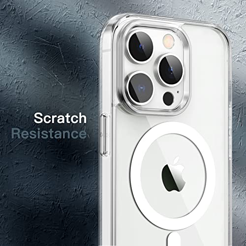 JETech Funda Magnética para iPhone 13 Pro 6,1 Pulgadas Compatible con MagSafe Carga Inalámbrica, Carcasa Antigolpes, Parte Trasera Transparente Anti-Arañazos (Transparente)