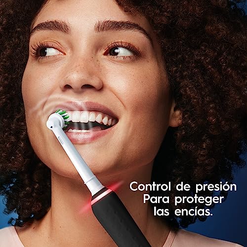 Oral B Cepillo de Dientes Eléctrico Recargable Pro 2000 + 1 Repuesto Sensi Ultrafino + 1 Repuesto CrossAction, con Tecnología Braun, Cabezal Redondo y Mango Ergonómico