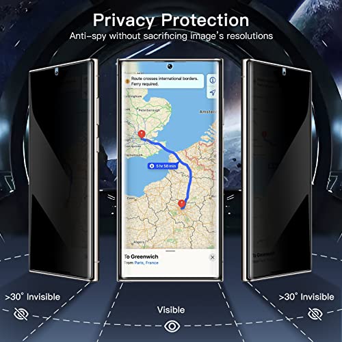 JETech Protector Pantalla de Privacidad para Samsung Galaxy S23 Ultra 5G 6.8 Pulgadas y Protector Lente Cámara, Película TPU Flexible Antiespia, Compatible Función Huella Digital, 2 Paquetes Cada Uno
