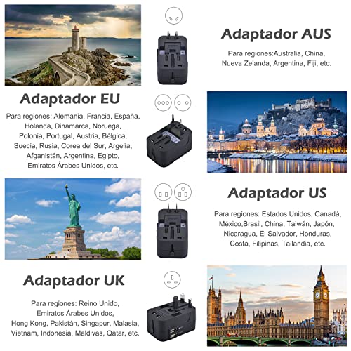 Lostrain Adaptador de Enchufe Europeo, Adaptador De Viaje Internaciona