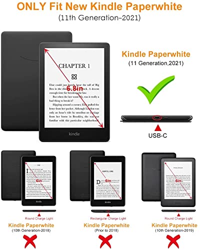 PUBAMALL Funda Compatible para Kindle Paperwhite (11th Generation-2021), con la función Auto Sleep Wake, para Kindle Paperwhite 2021, 6.8 Inch (Negro)