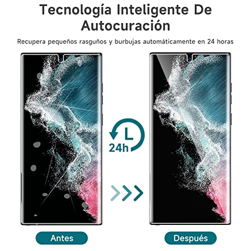 Hisemy （4 Piezas） Protector de Pantalla para Galaxy S22 Ultra ，3 Piezas Protector de Pantalla + 1 Piezas Cámara Protector，Material de TPU,Admite desbloqueo de Huellas Dactilares, fácil de Instalar