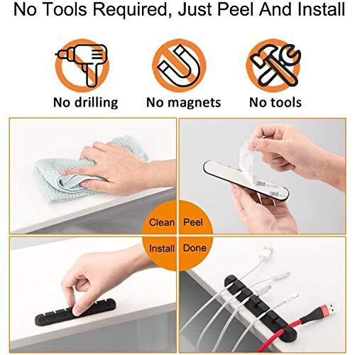 9 Clips Duraderos para Cable,Clips Organizador de Cables, Sujetador de Cables, Administrador Adhesivo de Cables Silicon, Abrazadera de Cables Ideal， Sostiene y Esconde los Cables en la Mesa, Organiza y Gestiona los Cables de alimentación de la TV, PC, Po