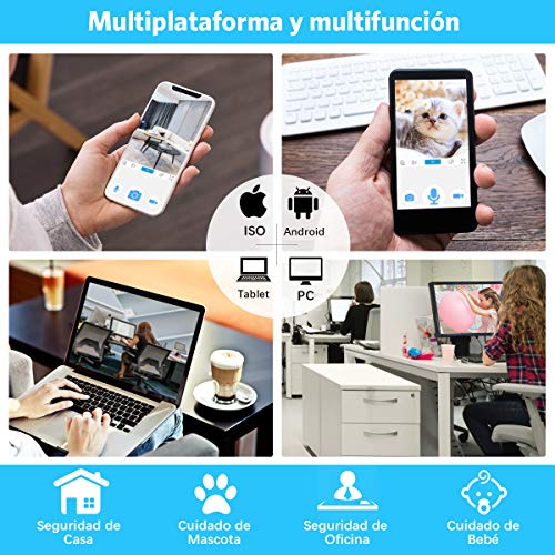 Camaras de Seguridad 3MP Wifi Inalambricas Rotating IP Cámaras Tipo Domo, ARKARTECH 3MP(2304×1296P) Sistema de Camaras de Vigilancia 360 Grados Monitor para Bebé, 32 pies de Visión Nocturna por Infrarrojos, Audio Bidireccional, Detección de Movimiento,Ras