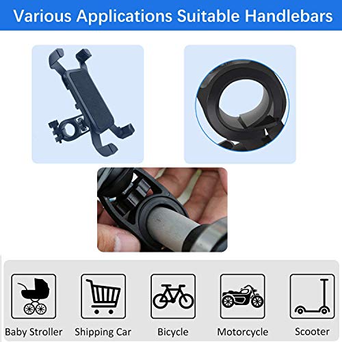 TBONEEY Soporte Celular Bicicleta, Soporte Movil Moto Universal 360°Rotación Anti Vibración Porta Telefono Motocicleta Montaña Soporte para iPhone Samsung LG HTC Motorola Xiaomi GPS y Otro 4.5-7.0" Móvil