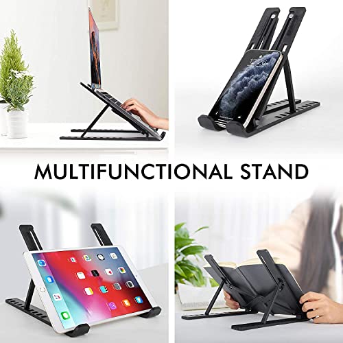 WAYAMY Soporte Portatil, Multiángulo Ventilado Refrigeración Soporte Portatil Mesa 10 Niveles Adjustable Soporte Ordenador Portátil Antideslizante Resistente para 10-15.6 Pulgadas Laptop ( ABS Negro)