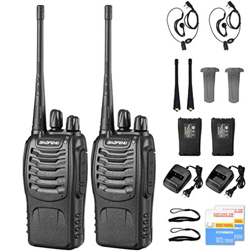 Radios de Comunicación Inalámbricos, BaoFeng Walkie Talkie 888s Recargable de Largo Alcance a Prueba de Lluvia, Altavoces con Micrófono, Intercomunicador Remoto para Constructores, Guardias etc
