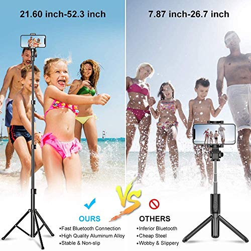 ANNA TOSANI Tripode para Movil, 133cm Tripie para Celular Tripode Palo Selfie Bluetooth Extensible Todo en Uno con Control Remoto, Selfie Stick Compatible con Cámara, Android, iOS y Otros Smartphones