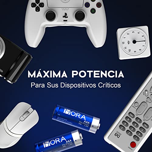 1 Hora Pilas AAA, Paquete de 40 Pilas Alcalinas AAA LR03 1.5V Larga Duración Baterías Desechables para Juguetes, Reloj, Despertador, Mando a Distancia Portátil