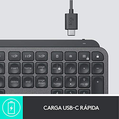 Logitech MX Keys Teclado Inalámbrico Minimalista Iluminado, Compacto