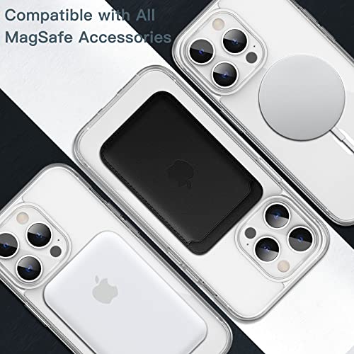 JETech Funda Magnética para iPhone 13 Pro 6,1 Pulgadas Compatible con MagSafe Carga Inalámbrica, Carcasa Antigolpes, Parte Trasera Transparente Anti-Arañazos (Transparente)