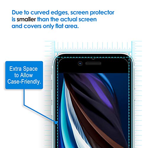 JETech Protector de Pantalla Compatible iPhone SE 3/2 (modelo 2022/2020) 4,7", Mica de Cristal Vidrio Templado, 3 Unidades
