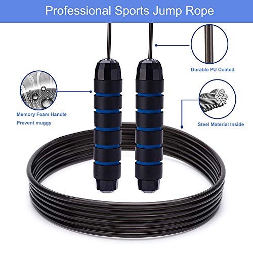 MyDear Cuerda para Saltar, Fácilmente Ajustable Manijas Cómodas, 300CM Cable, Rodamientos de Bolas de Acero Ergonómico y Mango Antideslizante, Cuerda Ligera y Ajustable Mejor para Entrenamiento Aeróbico de Velocidad de Entrenamiento, Entrenamiento de Resi