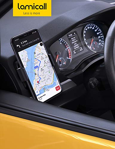 Lamicall Soporte Celular Auto, Porta Celular Auto - Carro de Rejillas de Ventilación Salidas de Aire para iPhone 12 Mini, 12 Pro MAX, 11 Pro, XS MAX XR X, 8, 7, 6S, Samsung A71 A51 S20 S10 S9, Android Smartphones - Negro