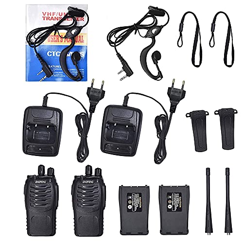 Radios de Comunicación Inalámbricos, BaoFeng Walkie Talkie 888s Recargable de Largo Alcance a Prueba de Lluvia, Altavoces con Micrófono, Intercomunicador Remoto para Constructores, Guardias etc