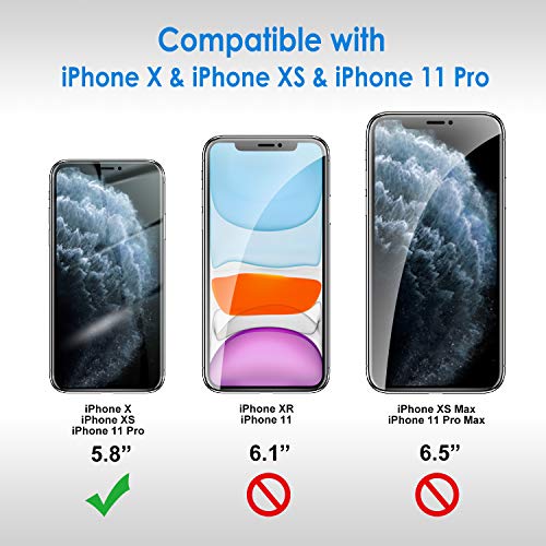 JETech Protector de Pantalla para iPhone 11 Pro, iPhone XS y iPhone X 5,8″, Mica de Cristal Vidrio Templado, 2 Unidades