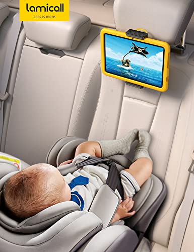 Lamicall Soporte Tablet Auto : Soporte de iPad Reposacabezas de Coche para 4.7"-12.9" Inch , Tales como iPad Pro 9.7, 10.5, 11, 12.9, Air, Mini 2, 3, 4, iPhone 12 11 Pro XS X, Tab, E-reader, Celular y Tablets - Negro