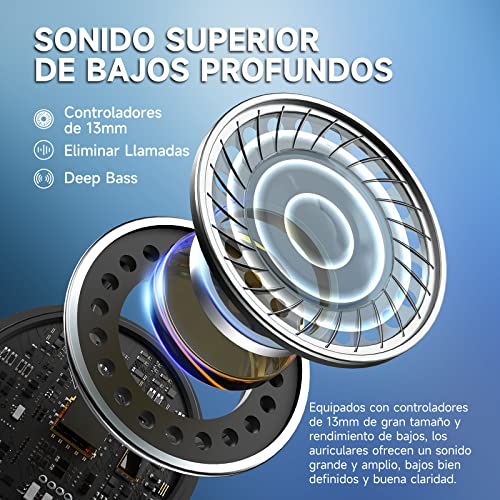 1 Hora Audífonos Inalámbricos, Audífonos Bluetooth 5.1 Auriculares con Microfono, Audifonos Inalambricos Compatible para iPhone Samsung Huawei Xiaomi Laptop para Correr Escuchar Música Videos