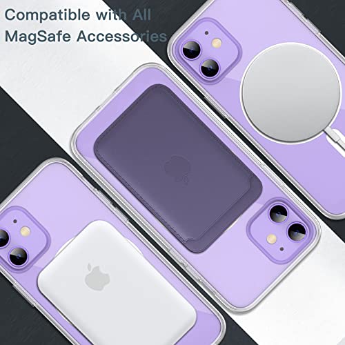 JETech Funda Magnética para iPhone 12/12 Pro 6,1 Pulgadas Compatible con MagSafe Carga Inalámbrica, Carcasa Antigolpes, Parte Trasera Transparente Anti-Arañazos (Transparente)