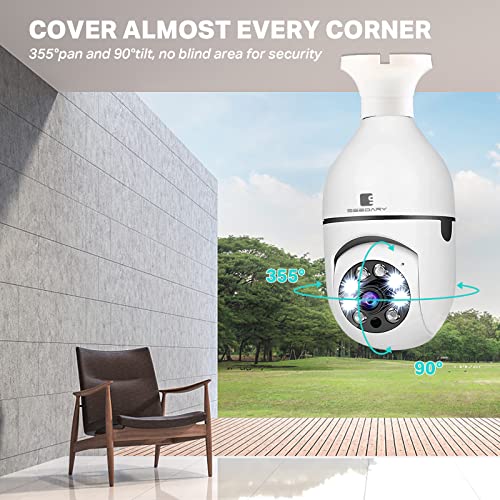 1080P HD IP Camara Bombilla PTZ De 360° Seguridad Inalambrica WiFi Para  Casa US