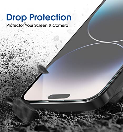 amFilm [2 Piezas] OneTouch Diseñado para iPhone 14 Pro Max 6.7'' Protector de Pantalla, Mica Cristal Vidrio Templado, Más Fácil de Instalar, sin burbujas, Cobertura Total, Compatible con Estuches