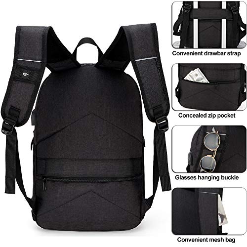 Mochila antirrobo, Mochila Impermeable,DOXUNGOO Mochila para portátil Hombre Mujer Mochila Aire Libre paracon bloqueo y con USB Puerto y puerto audífonos para Laptop hasta 15.6 pulgadas (negro)