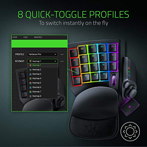 Razer Orbweaver Chroma Gaming Keypad RF inalámbrico Teclado, Tartarus Pro - Interruptores ópticos, Negro clásico (Reacondicionado)
