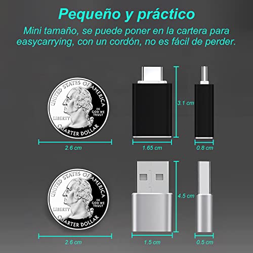 LJ-EXPLOSIVE 2 Unidades Adaptador USB C a USB 3.0 + 2 Unidades Adaptador USB a USB C，Función de OTG, Compatible Dispositivos con USB Tipo C,para Macbook, Huawei, Samsung, OnePlus y Otros Dispositivos