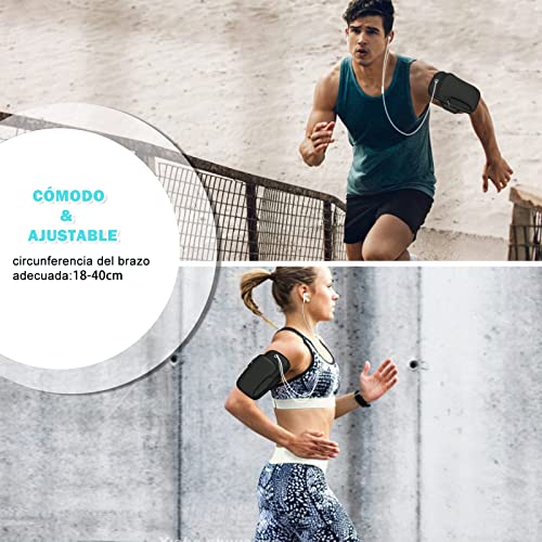 Brazalete Deportivo de Celular 2 Pack,Funda para Teléfono con Brazalete Deportivo para Correr, Bolsa de Brazo Compatible con Teléfono Móvil de Hasta 6.5 Pulgadas para Gimnasio/Exterior (Negro+Rosa)