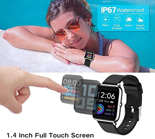Smartwatch, Salandens Reloj Inteligente Mujer y Hombre Smartwatch Presion Arterial Monitor Pulser, Impermeable IPX7,con Monitor De Frecuencia Cardíaca, Monitor De Calorías, Podómetro,GPS, etc.