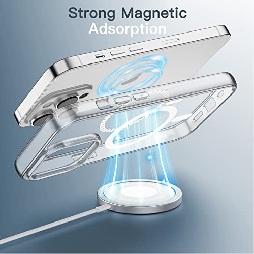 JETech Funda Magnética para iPhone 13 Pro 6,1 Pulgadas Compatible con MagSafe Carga Inalámbrica, Carcasa Antigolpes, Parte Trasera Transparente Anti-Arañazos (Transparente)