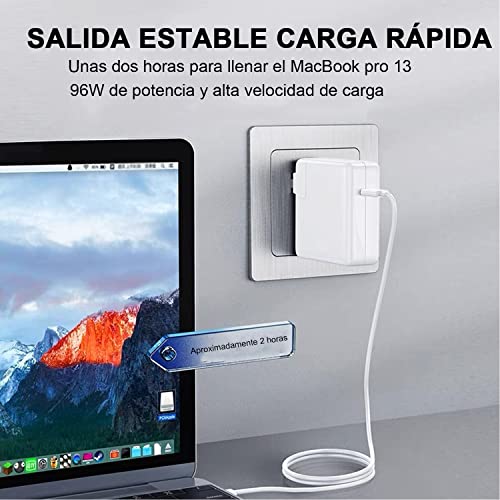 JESWO 96W Cargador Tipo C Carga Rapida, Cargador USB C Compatible con MacBook Pro de 16/15/13'', Macbook Air de 13'' 2018-2021 y Todos los Dispositivos Tipo-C (Incluido 1.8m Cable USB C a USB C)