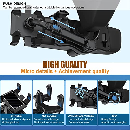 TBONEEY Soporte para Teléfono de Coche, Soporte Celular Auto Móvil Universal, Soporte para Celular Automovil para GPS Retrovisor Coche, para en el Coche Giratorio 360° y Retráctil Ajustable