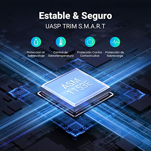 UGREEN Carcasa de Disco Duro 2.5'' , Caja de Disco Duro USB 3.0 con UASP, Compatible con 2.5'' HDD SSD SATA I/II/III de 7mm 9.5mm, 6TB MAX con 50cm Cable Extraíble Compatible con MacBook, PS5, Xbox X/S, PS4