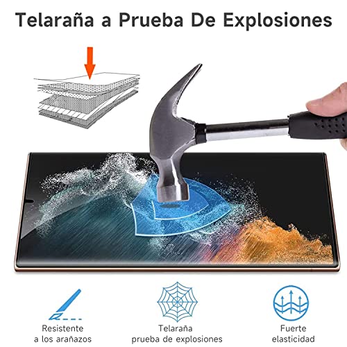 Hisemy （4 Piezas） Protector de Pantalla para Galaxy S22 Ultra ，3 Piezas Protector de Pantalla + 1 Piezas Cámara Protector，Material de TPU,Admite desbloqueo de Huellas Dactilares, fácil de Instalar