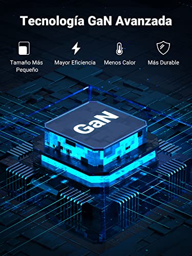 UGREEN 65W GAN Tech Cargador USB C PD y USB A de 4 Puertos, Carga Rápida Multicontacto Compatible con MacBook Pro/Air DELL XPS 13, iPad, iPhone 14 Pro Max/13 Pro Max/12, Galaxy S23/S22/S21, Pixel