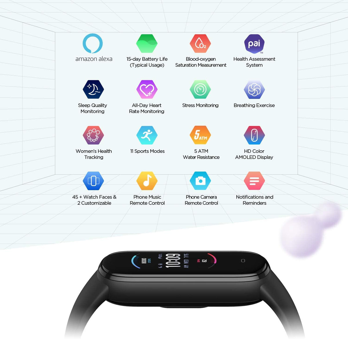 OPEN BOX - Amazfit Band 5 Fitness Tracker Con Alexa  Negro