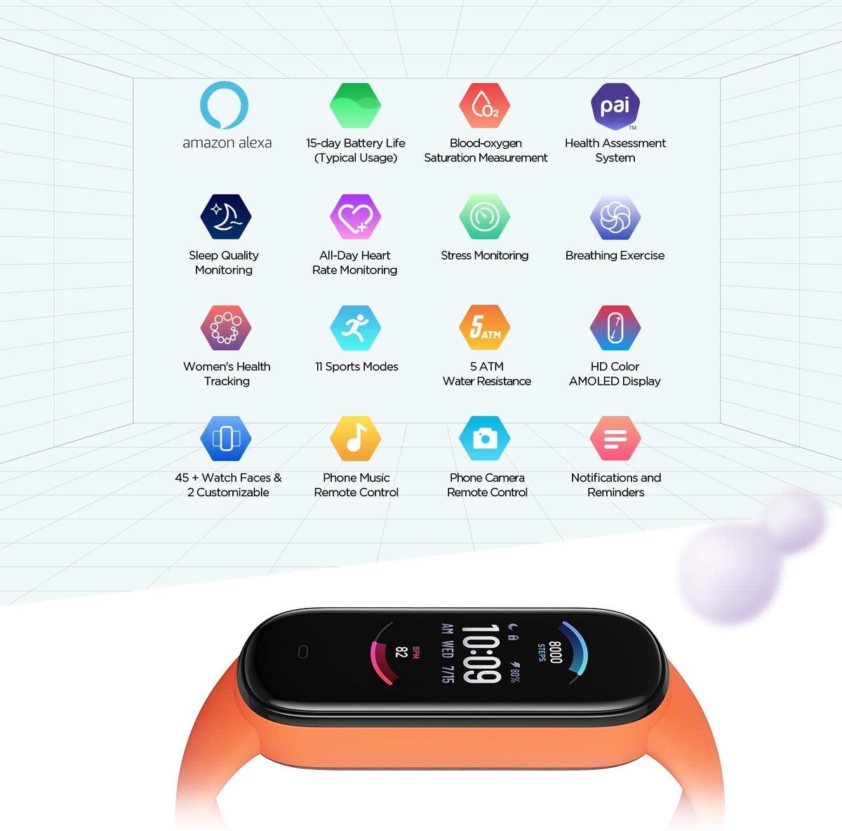 Amazfit Band 5 Fitness con Alexa Orange