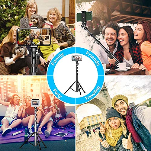 ANNA TOSANI Tripode para Movil, 133cm Tripie para Celular Tripode Palo Selfie Bluetooth Extensible Todo en Uno con Control Remoto, Selfie Stick Compatible con Cámara, Android, iOS y Otros Smartphones