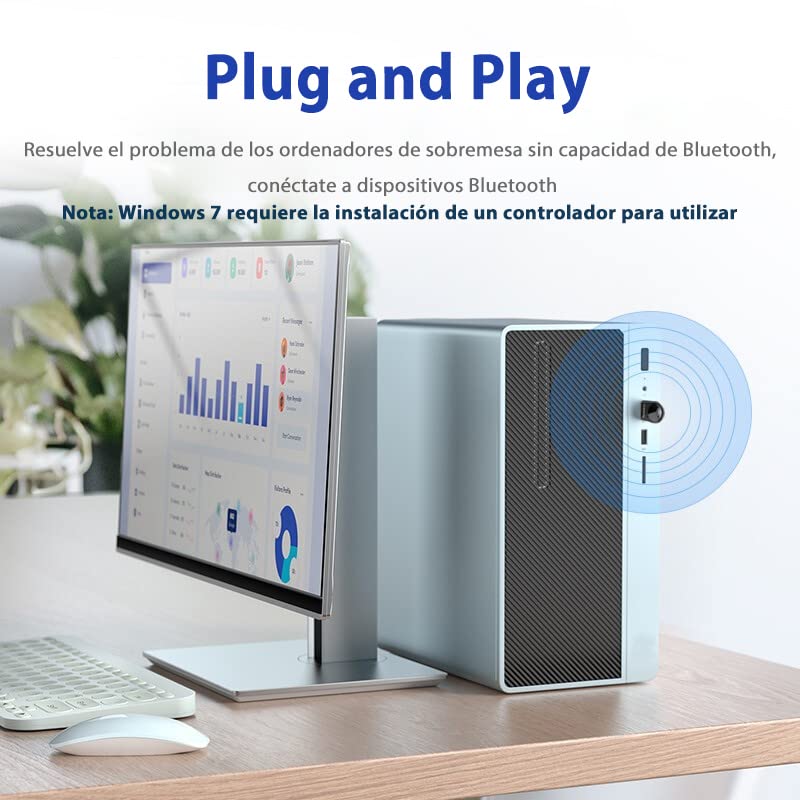 atolla Bluetooth USB Adaptador, Dongle Mini Inalámbrico Receptor Bluetooth 5.1, Adaptador Bluetooth para PC, Mouse, Teclado, Bocina, Impresora, Audífonos, Compatible con Windows 11/10/8.1/8/7
