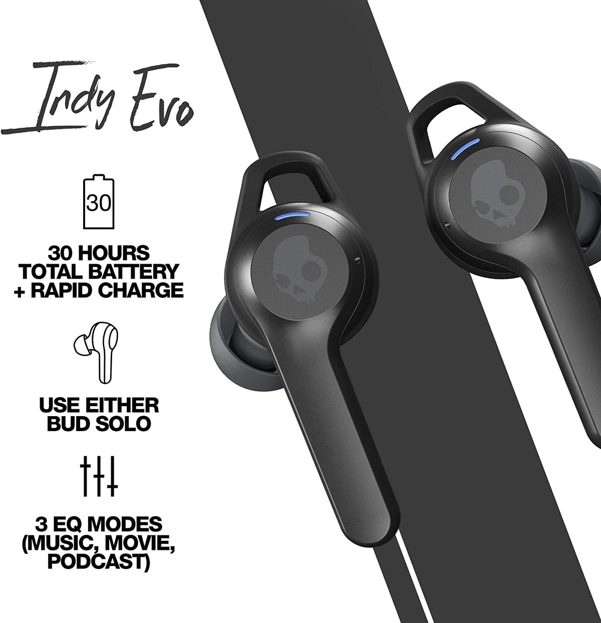 Skullcandy Indy Evo True Wireless - Audífonos inalámbricos (Negro)